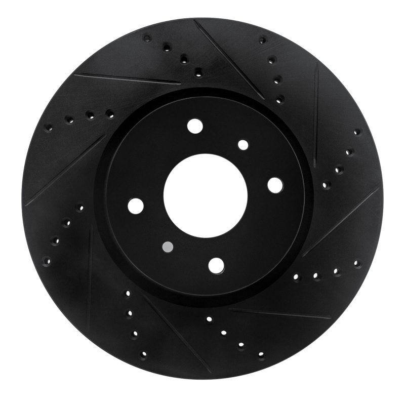 Nissan Sentra Brake Rotor (1) - Front Right - R1 Concepts - Drilled & Slotted - Black - `04-`06